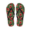Watercolor Poinsettia Pattern Print Flip Flops
