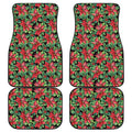 Watercolor Poinsettia Pattern Print Front and Back Car Floor Mats