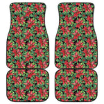 Watercolor Poinsettia Pattern Print Front and Back Car Floor Mats