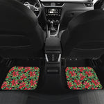 Watercolor Poinsettia Pattern Print Front and Back Car Floor Mats