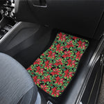 Watercolor Poinsettia Pattern Print Front and Back Car Floor Mats