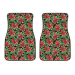 Watercolor Poinsettia Pattern Print Front Car Floor Mats