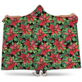 Watercolor Poinsettia Pattern Print Hooded Blanket