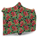 Watercolor Poinsettia Pattern Print Hooded Blanket