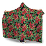 Watercolor Poinsettia Pattern Print Hooded Blanket