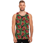 Watercolor Poinsettia Pattern Print Men's Tank Top