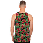 Watercolor Poinsettia Pattern Print Men's Tank Top