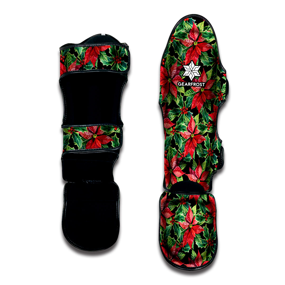 Watercolor Poinsettia Pattern Print Muay Thai Shin Guard