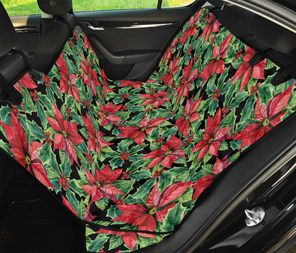 Watercolor Poinsettia Pattern Print Pet Car Back Seat Cover