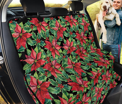 Watercolor Poinsettia Pattern Print Pet Car Back Seat Cover
