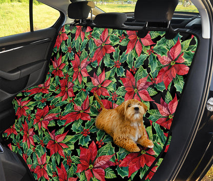 Watercolor Poinsettia Pattern Print Pet Car Back Seat Cover
