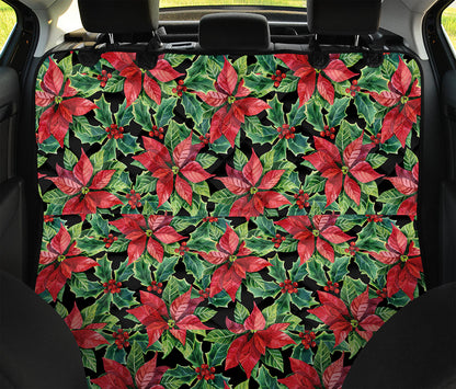 Watercolor Poinsettia Pattern Print Pet Car Back Seat Cover