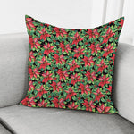 Watercolor Poinsettia Pattern Print Pillow Cover