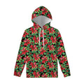 Watercolor Poinsettia Pattern Print Pullover Hoodie