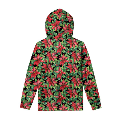 Watercolor Poinsettia Pattern Print Pullover Hoodie