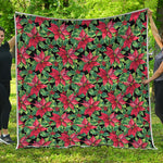 Watercolor Poinsettia Pattern Print Quilt