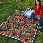 Watercolor Poinsettia Pattern Print Quilt