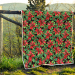 Watercolor Poinsettia Pattern Print Quilt