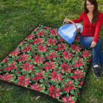 Watercolor Poinsettia Pattern Print Quilt