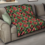 Watercolor Poinsettia Pattern Print Quilt