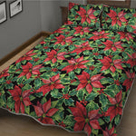 Watercolor Poinsettia Pattern Print Quilt Bed Set