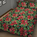 Watercolor Poinsettia Pattern Print Quilt Bed Set