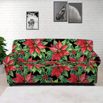 Watercolor Poinsettia Pattern Print Sofa Cover