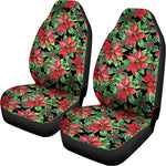 Watercolor Poinsettia Pattern Print Universal Fit Car Seat Covers