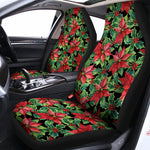 Watercolor Poinsettia Pattern Print Universal Fit Car Seat Covers