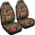 Watercolor Poinsettia Pattern Print Universal Fit Car Seat Covers