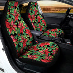 Watercolor Poinsettia Pattern Print Universal Fit Car Seat Covers