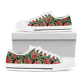 Watercolor Poinsettia Pattern Print White Low Top Sneakers