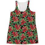 Watercolor Poinsettia Pattern Print Women's Racerback Tank Top