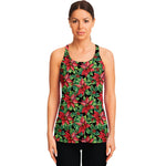 Watercolor Poinsettia Pattern Print Women's Racerback Tank Top