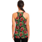 Watercolor Poinsettia Pattern Print Women's Racerback Tank Top