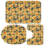 Watercolor Polka Dot Sunflower Print 3 Piece Bath Mat Set