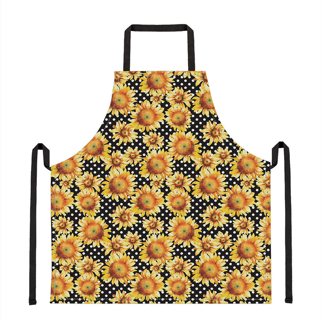 Watercolor Polka Dot Sunflower Print Apron