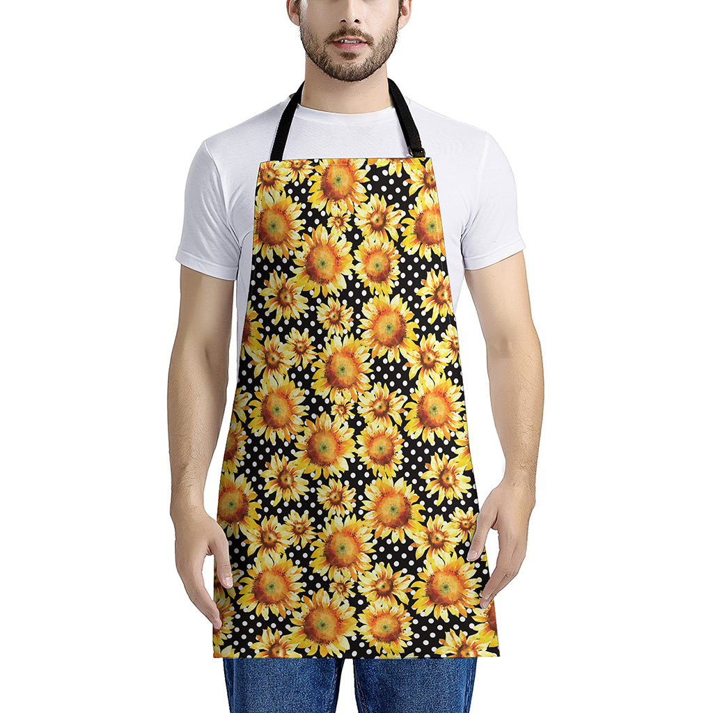 Watercolor Polka Dot Sunflower Print Apron