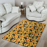 Watercolor Polka Dot Sunflower Print Area Rug