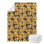 Watercolor Polka Dot Sunflower Print Blanket