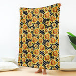 Watercolor Polka Dot Sunflower Print Blanket