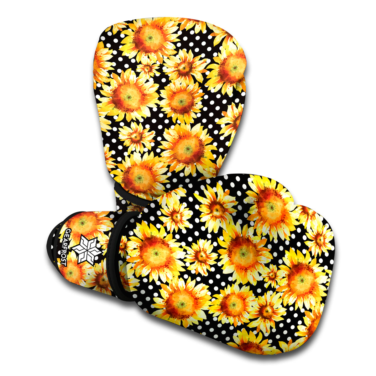 Watercolor Polka Dot Sunflower Print Boxing Gloves