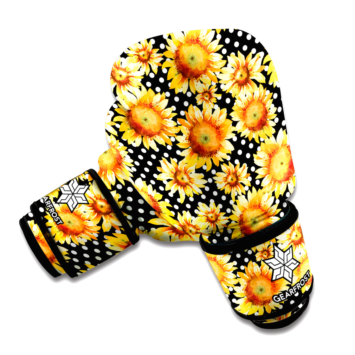 Watercolor Polka Dot Sunflower Print Boxing Gloves