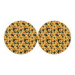 Watercolor Polka Dot Sunflower Print Car Coasters