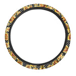 Watercolor Polka Dot Sunflower Print Car Steering Wheel Cover
