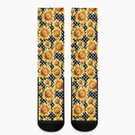 Watercolor Polka Dot Sunflower Print Crew Socks