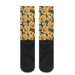 Watercolor Polka Dot Sunflower Print Crew Socks