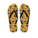 Watercolor Polka Dot Sunflower Print Flip Flops