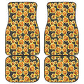 Watercolor Polka Dot Sunflower Print Front and Back Car Floor Mats