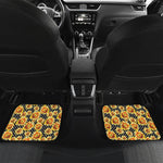 Watercolor Polka Dot Sunflower Print Front and Back Car Floor Mats